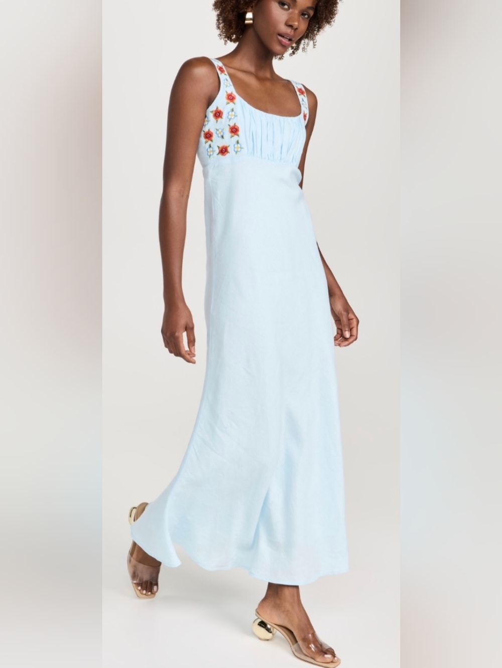 ❤️Fanm Mon Lulu Dress Tuckernuck Linen Lined Embroidered Maxi Sz XL - Picture 2 of 14